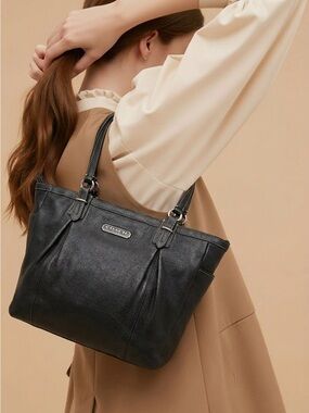 Coach Black Pebbled Leather Shoulder Tote